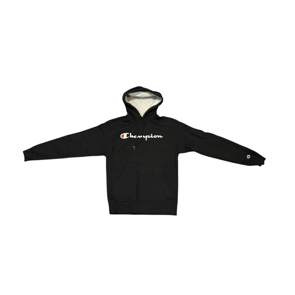 Champion Men's Black Hoodie Large Print Logo Size Small EUC - Picture 4 of 9